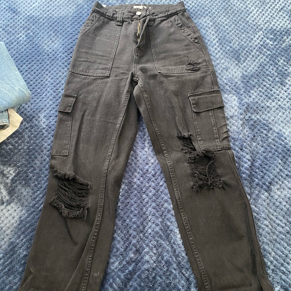 Pacsun Black Ripped Cargo Jeans